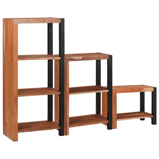 Könyvespolc 3 pcs Barna 50 x 30 x 110 cm Tömör akácfa
