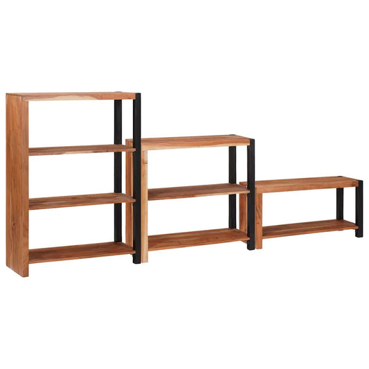 Könyvespolc 3 pcs Barna 80 x 30 x 110 cm Tömör akácfa