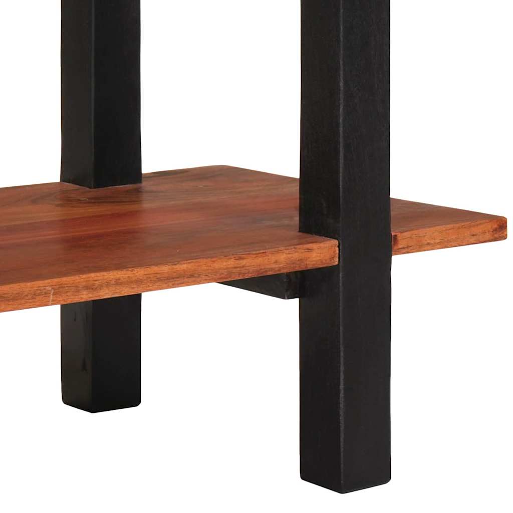 Konzolasztal polcokkal Barna 110 x 30 x 75 cm tömör akácfa