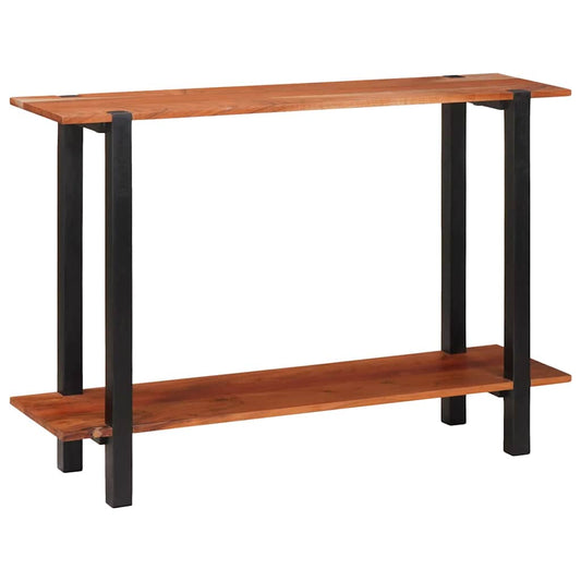 Konzolasztal polcokkal Barna 110 x 30 x 75 cm tömör akácfa