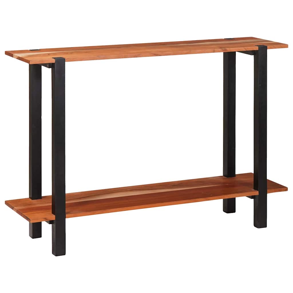 Konzolasztal polcokkal Barna 110 x 30 x 75 cm tömör akácfa