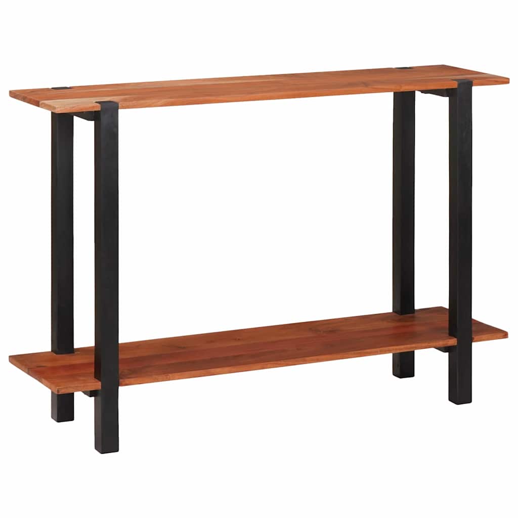 Konzolasztal polcokkal Barna 110 x 30 x 75 cm tömör akácfa