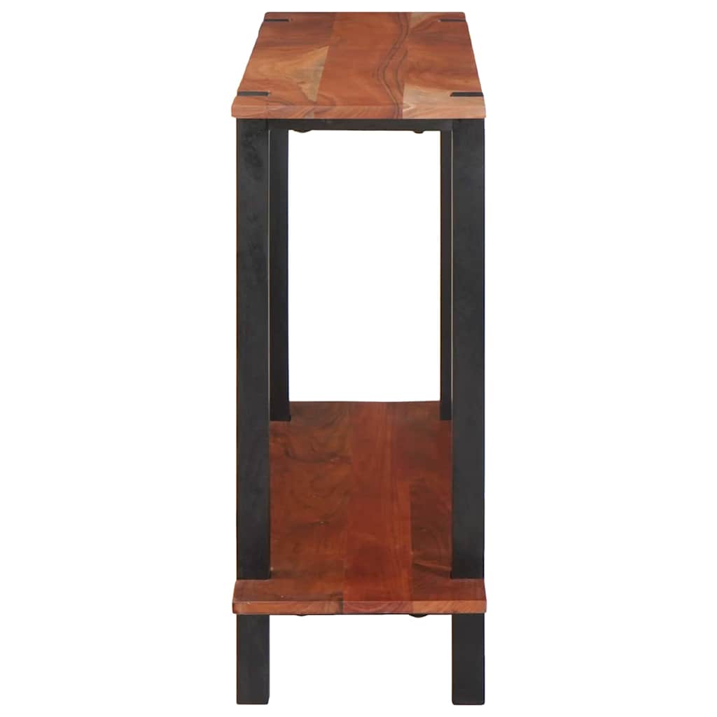 Konzolasztal polcokkal Barna 110 x 30 x 75 cm tömör akácfa