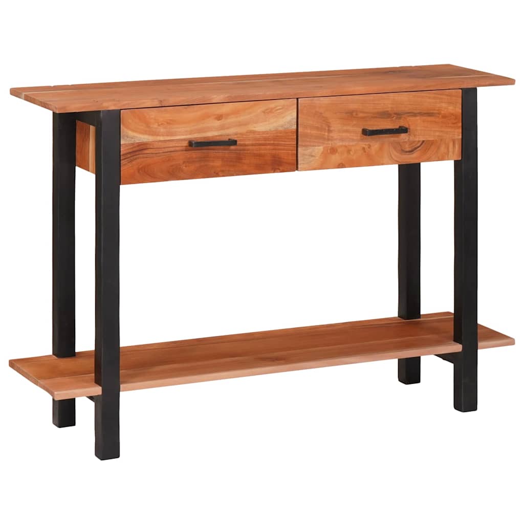 Konzolasztal fiókkal Barna 110 x 30 x 75 cm tömör akácfa