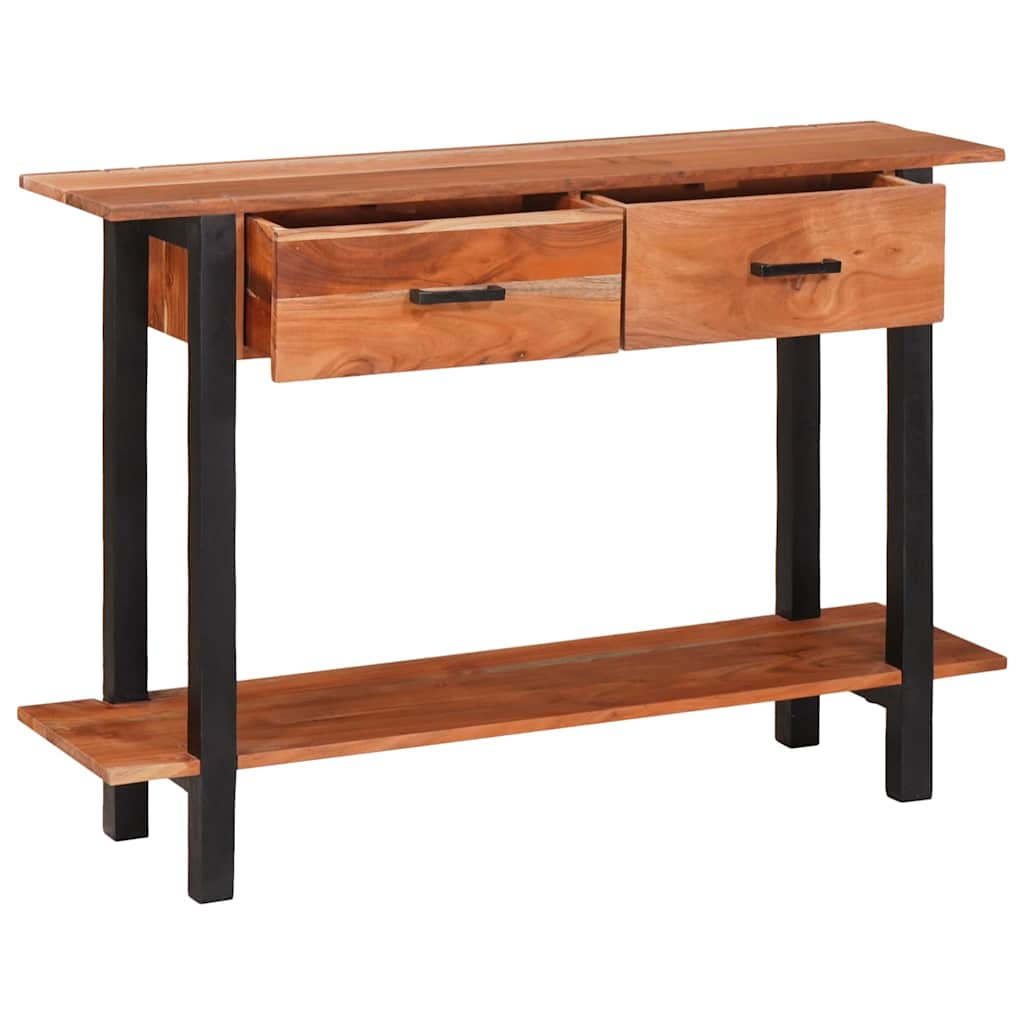 Konzolasztal fiókkal Barna 110 x 30 x 75 cm tömör akácfa