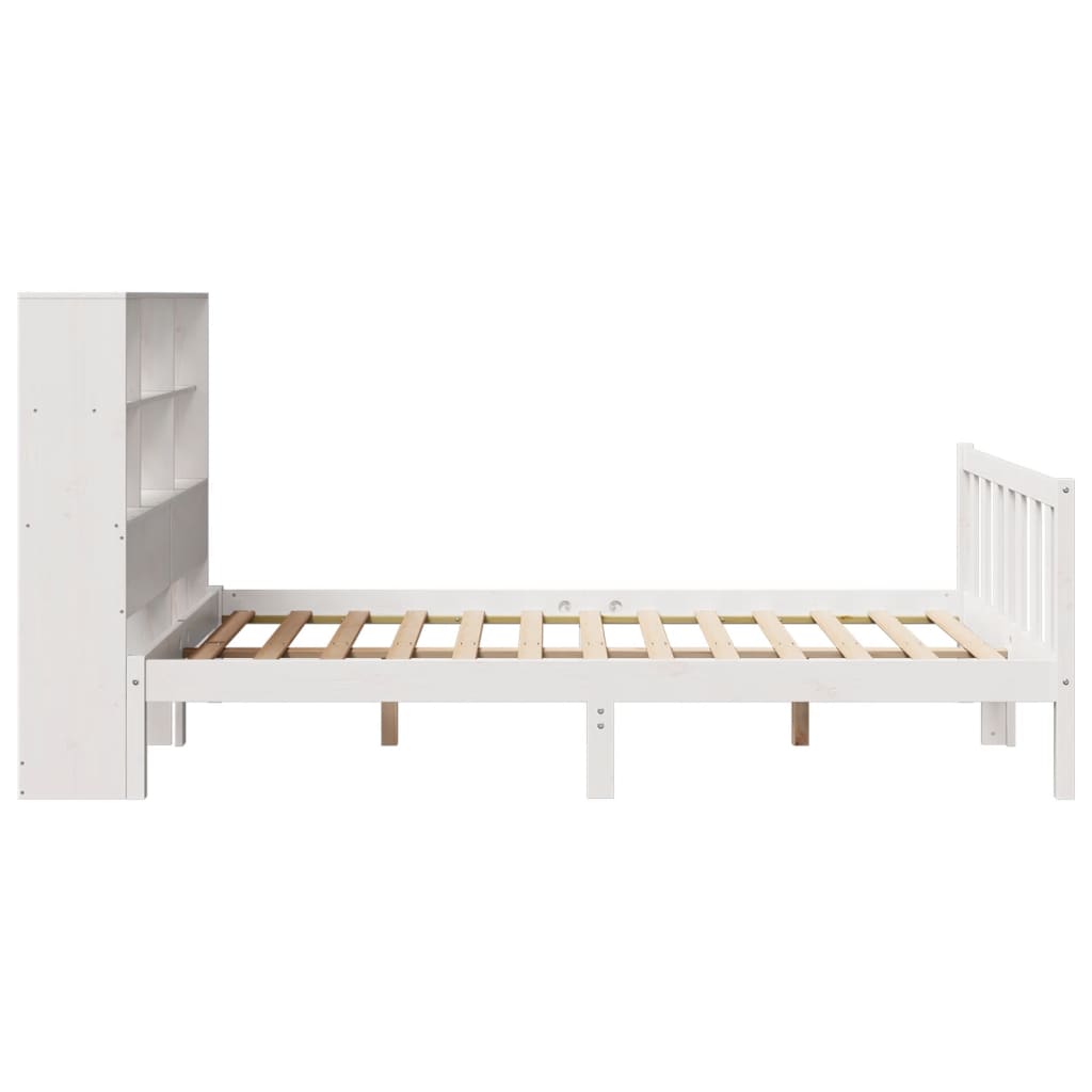 fehér tömör fenyőfa könyvespolcos ágy matrac nélkül 160x200 cm