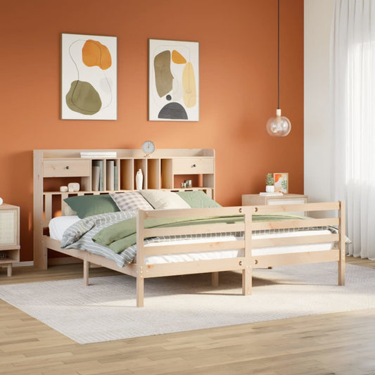 tömör fenyőfa könyvespolcos ágy matrac nélkül 180 x 200 cm