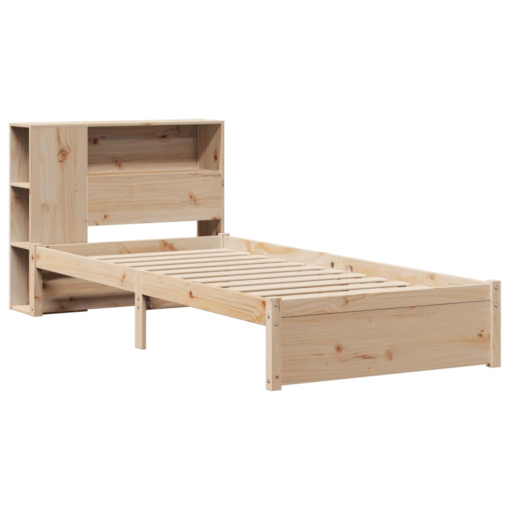 tömör fenyőfa könyvespolcos ágy matrac nélkül 75 x 190 cm