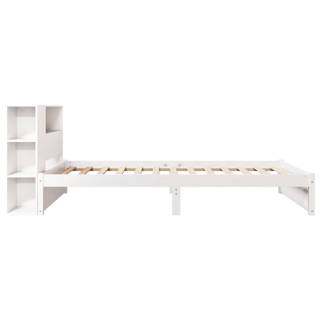 fehér tömör fenyőfa könyvespolcos ágy matrac nélkül 75 x 190 cm