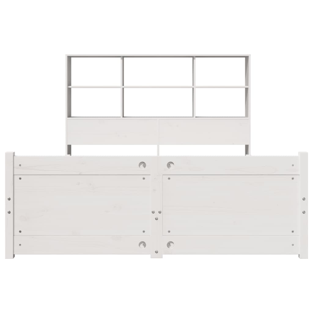 fehér tömör fenyőfa könyvespolcos ágy matrac nélkül 120x190 cm