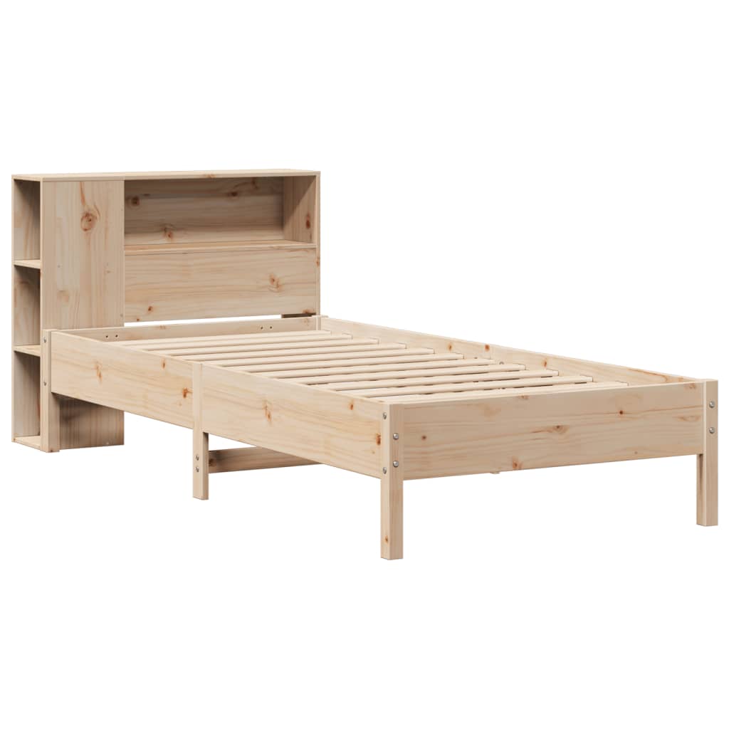 tömör fenyőfa könyvespolcos ágy matrac nélkül 75 x 190 cm