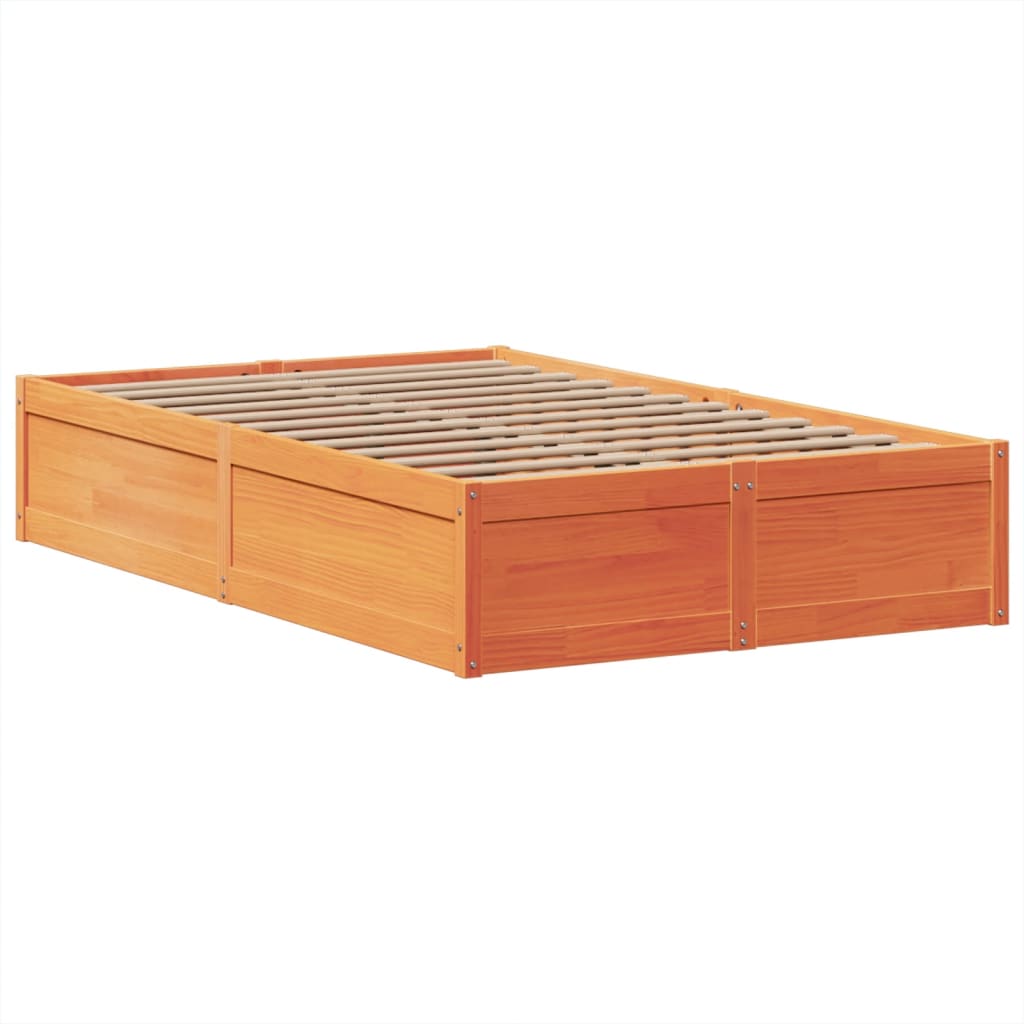 viaszbarna tömör fenyőfa ágy matrac nélkül 120 x 200 cm