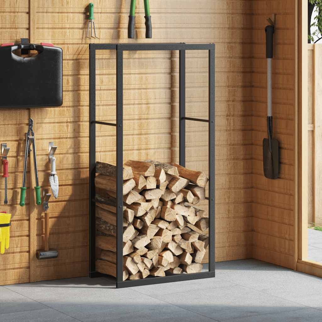 tűzifa állvány Fekete 55x30x116 cm Acél