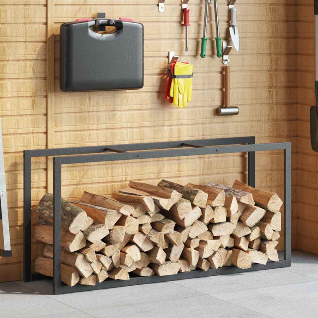 tűzifa állvány Fekete 55x30x116 cm Acél