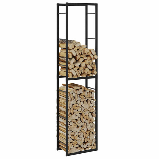 tűzifa állvány Fekete 50x30x209 cm acél