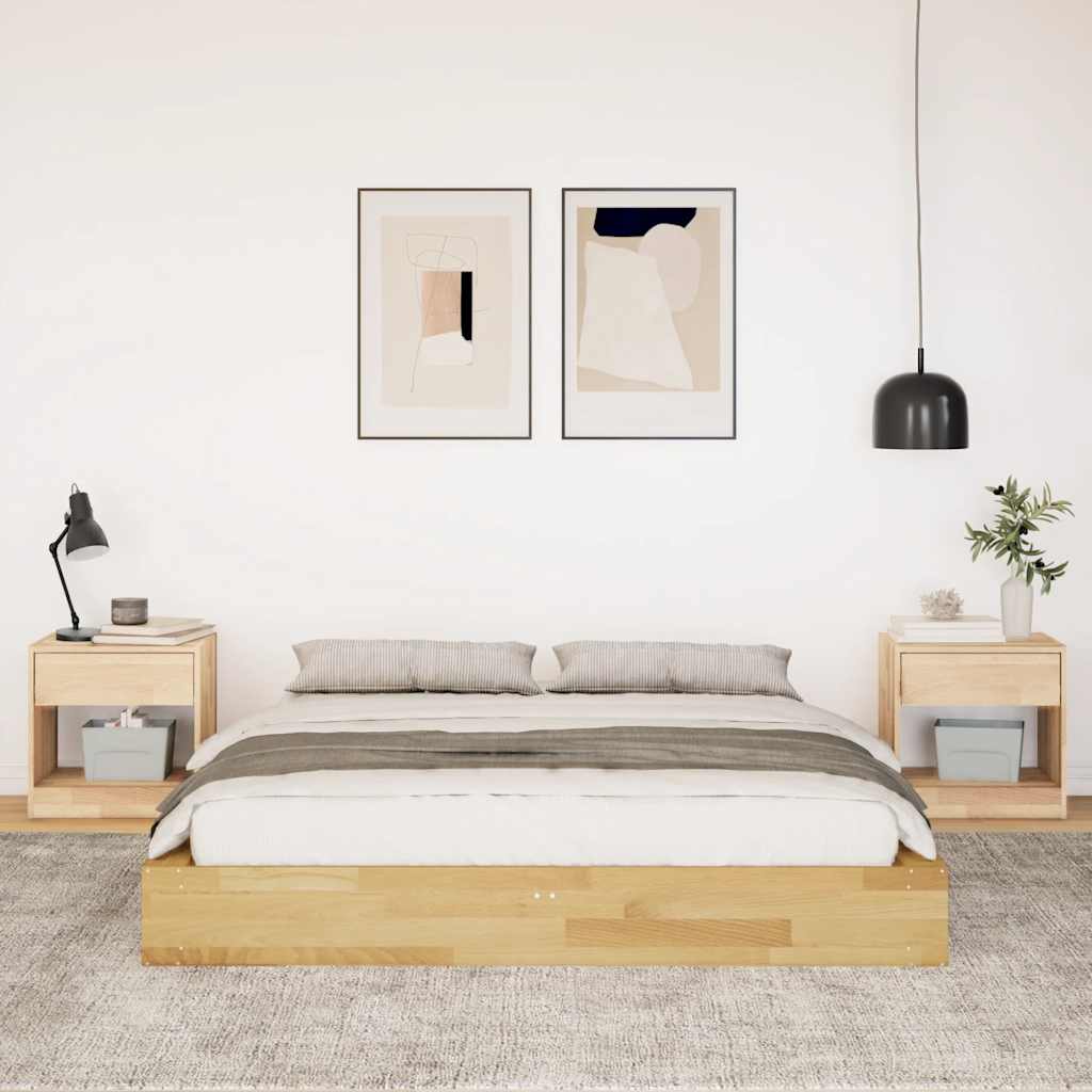 ágykeret matrac nélkül 140x200 cm tömör fa tölgyfa