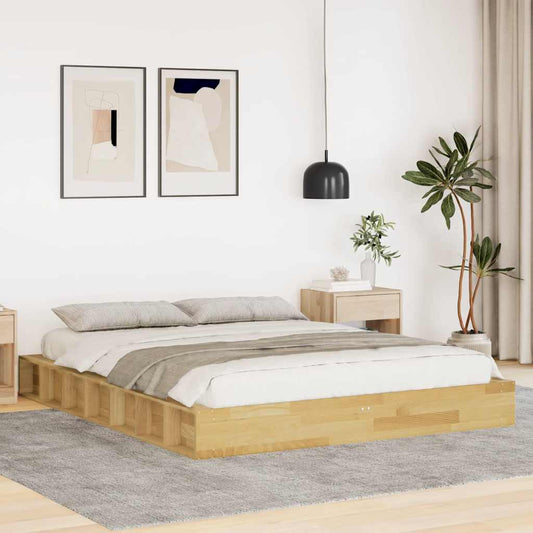 ágykeret matrac nélkül 140x200 cm tömör fa tölgyfa