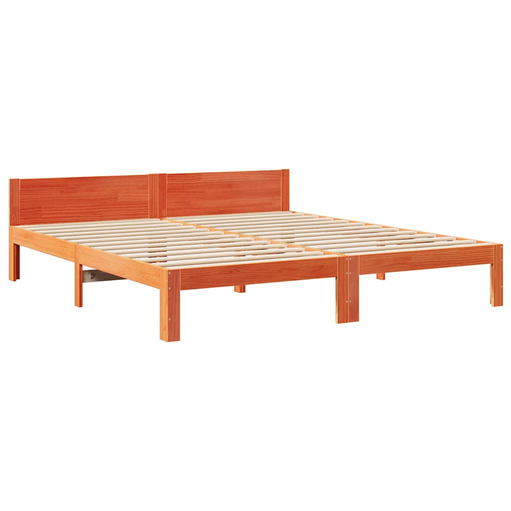 viaszbarna tömör fenyőfa ágy matrac nélkül 160 x 200 cm