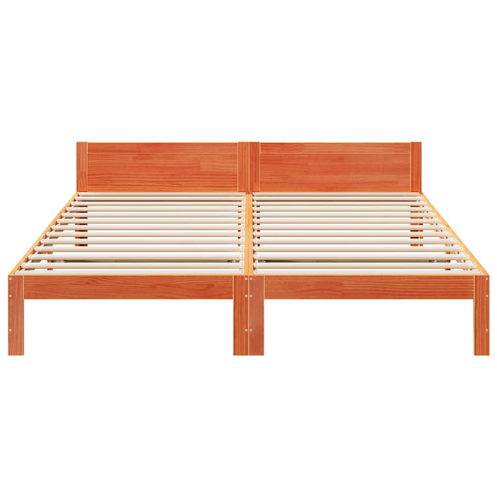 viaszbarna tömör fenyőfa ágy matrac nélkül 160 x 200 cm