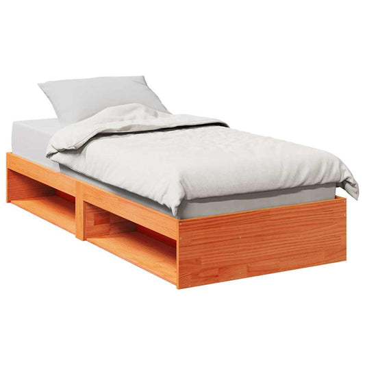 viaszbarna tömör fenyőfa kanapéágy matrac nélkül 90 x 200 cm