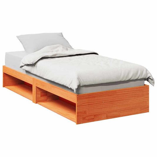 viaszbarna tömör fenyőfa kanapéágy matrac nélkül 90 x 190 cm