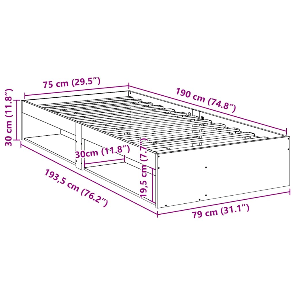 kanapéágy ágy matrac fehér 75x190 cm tömör fa fenyőfa
