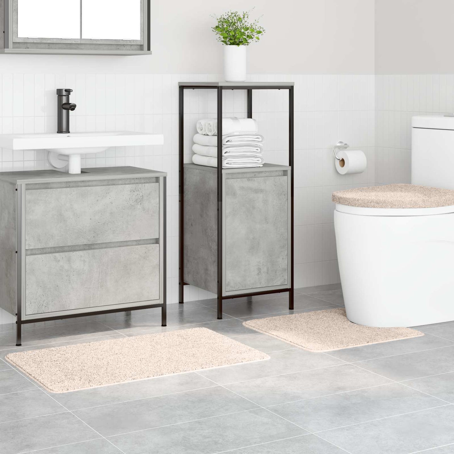 Csúszásmentes fürdőszőnyeg készlet 3 pcs Krém PP