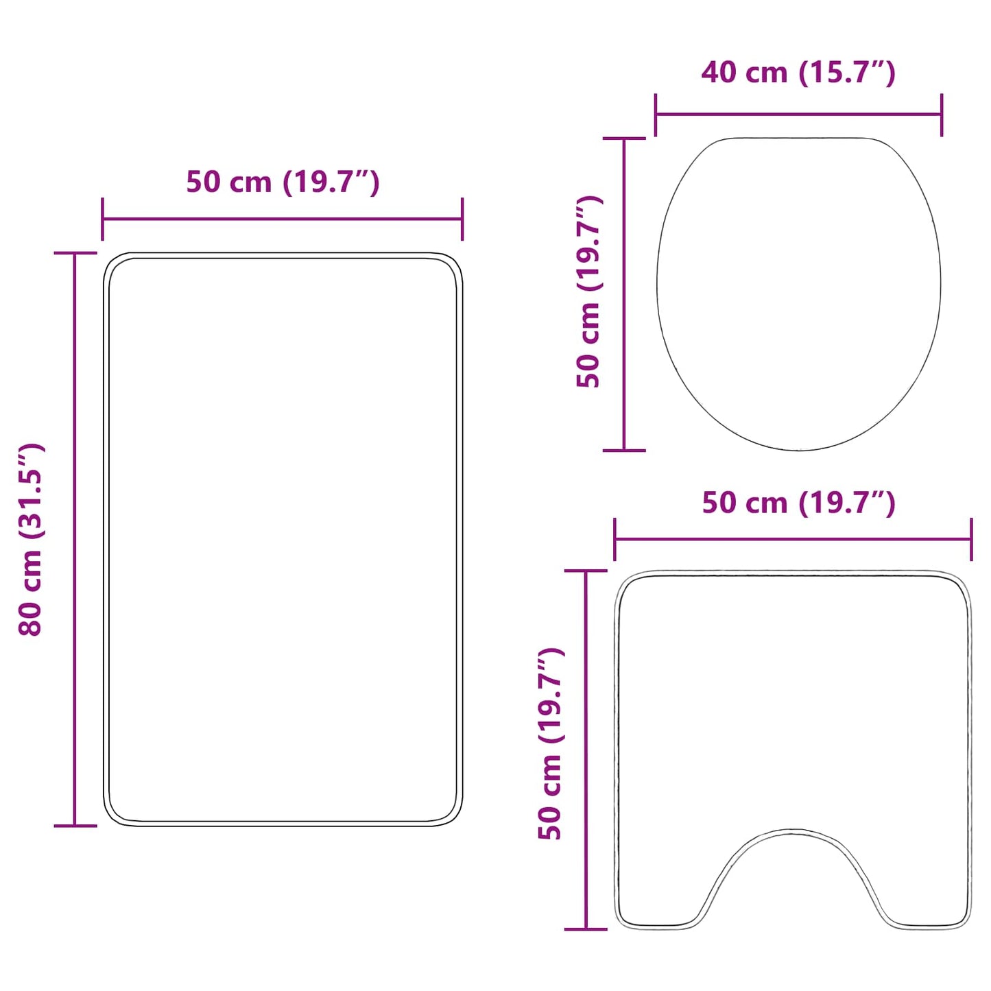 Csúszásmentes fürdőszőnyeg készlet 3 pcs Krém PP