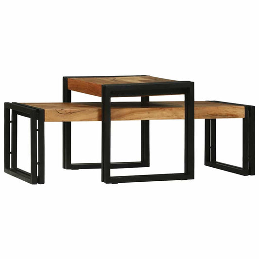 Dohányzóasztal 2 pcs Barna 48 x 40 x 40 cm tömör akácfa