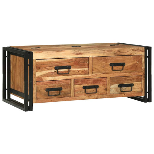 Dohányzóasztal with Drawer Barna 90 x 50 x 38 cm tömör akácfa