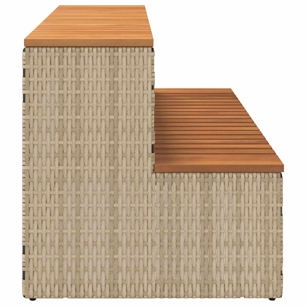 pezsgőfürdő lépcső bézs 100x50x50,5 cm polyrattan és akácfa
