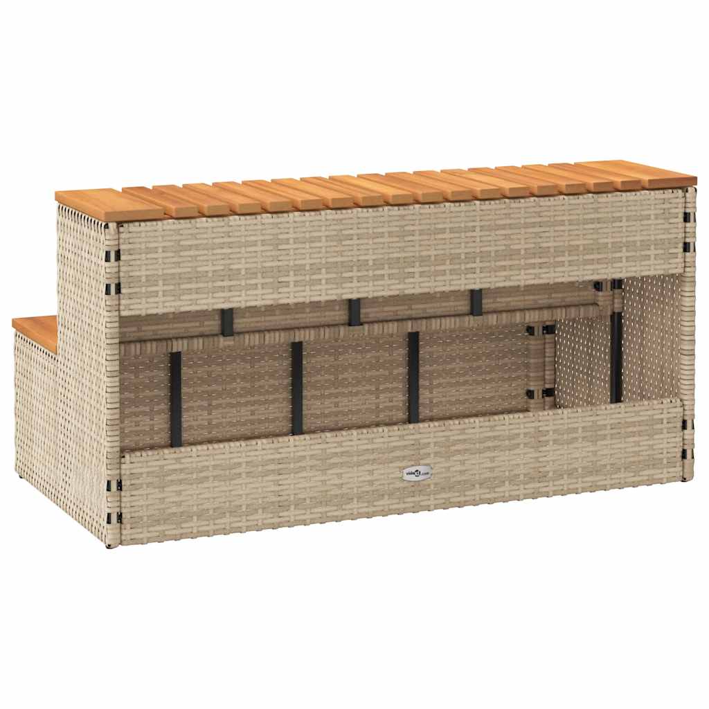 pezsgőfürdő lépcső bézs 100x50x50,5 cm polyrattan és akácfa