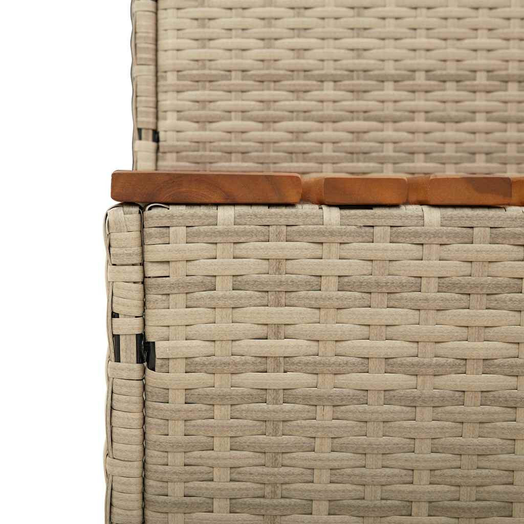 pezsgőfürdő lépcső bézs 100x50x50,5 cm polyrattan és akácfa