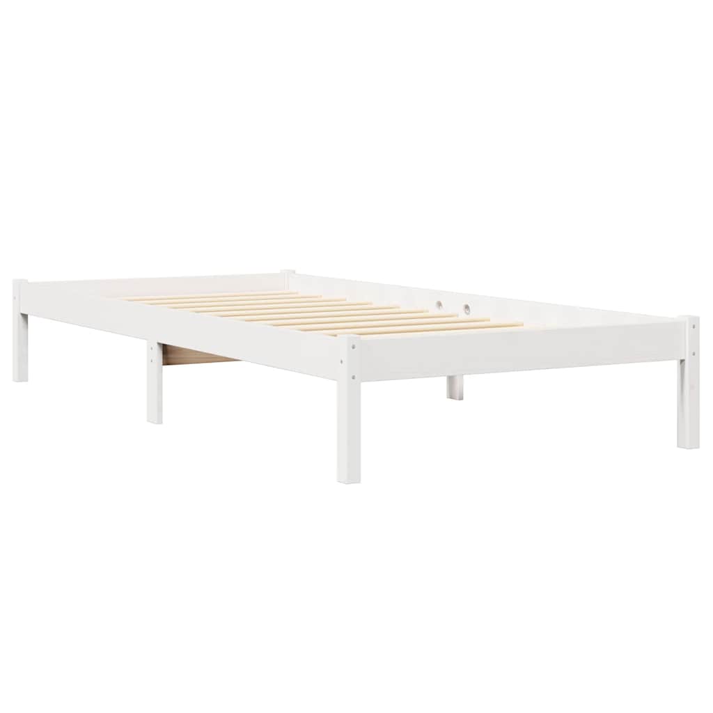 fehér tömör fenyőfa könyvespolcos ágy matrac nélkül 75 x 190 cm