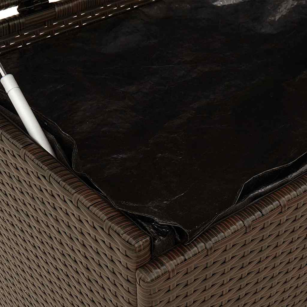 barna polyrattan kerti tárolóláda kerekekkel 160x55x75 cm