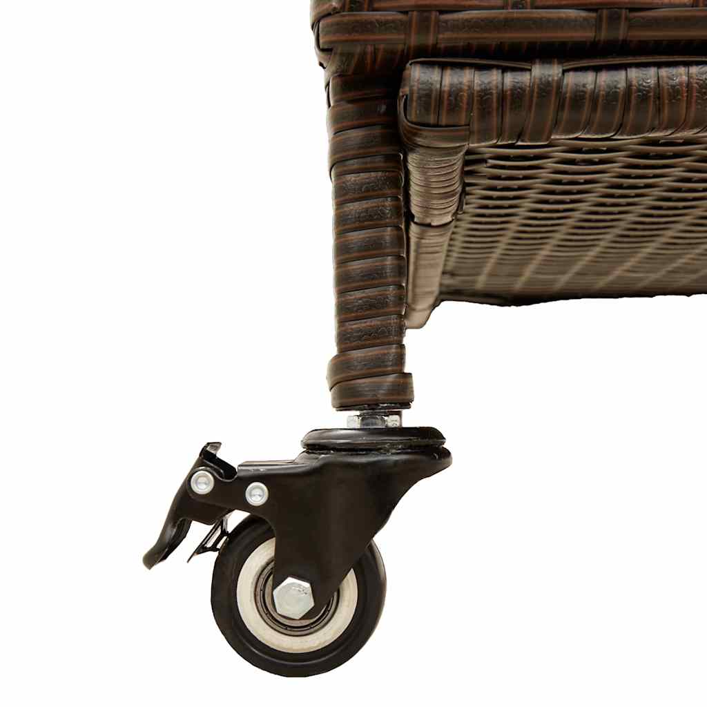 barna polyrattan kerti tárolóláda kerekekkel 160x55x75 cm