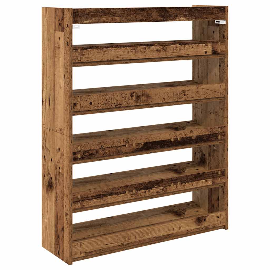 antik fa szerelt fa cipőtartó 80x25x100 cm