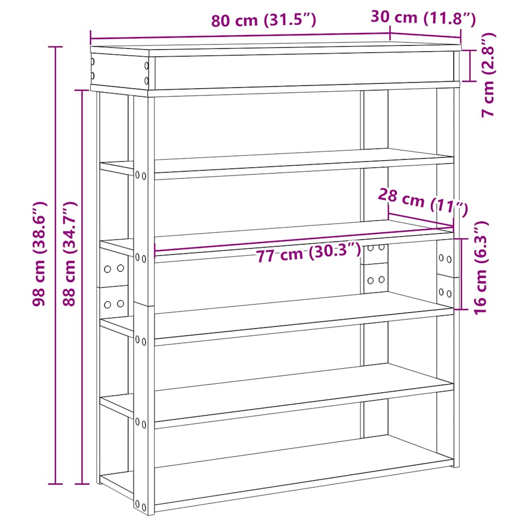 antik fa szerelt fa cipőtartó 80x30x98 cm