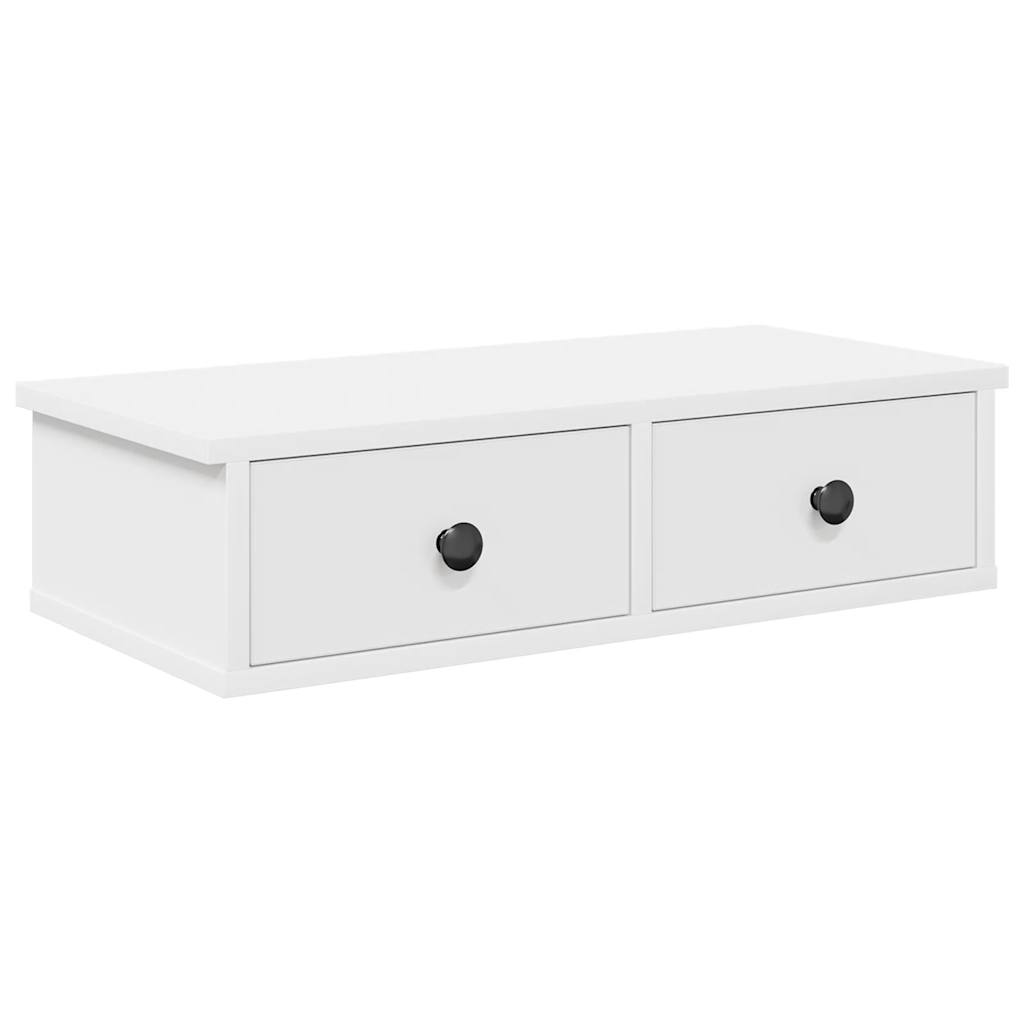 Falipolc fiókokkal fehér 60x28x15 cm műszaki fa