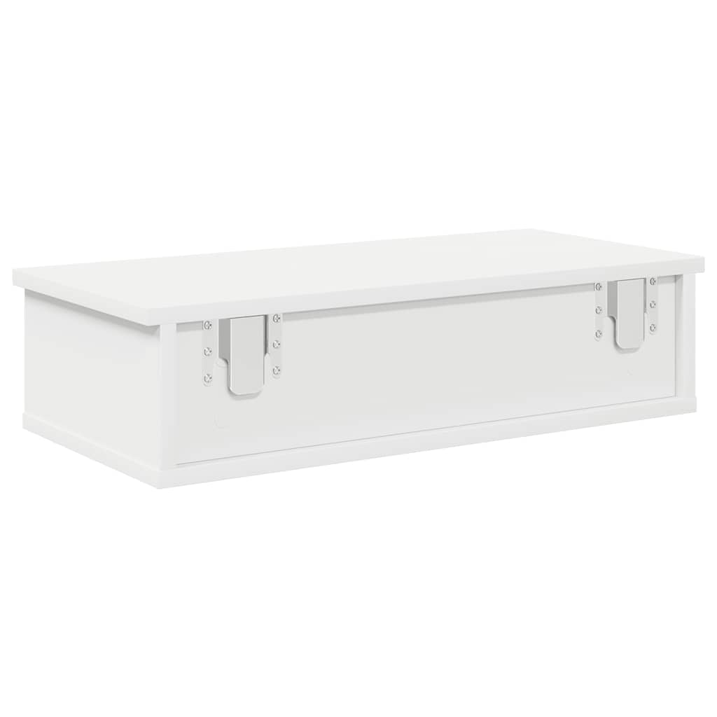 Falipolc fiókokkal fehér 60x28x15 cm műszaki fa