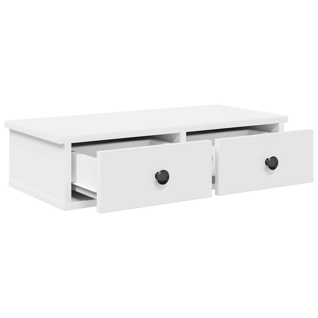 Falipolc fiókokkal fehér 60x28x15 cm műszaki fa