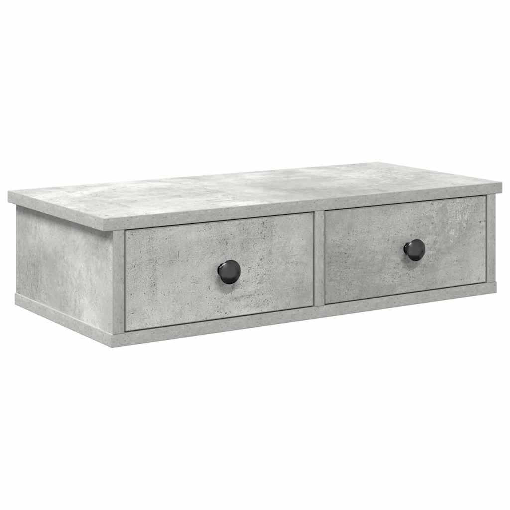 Falipolc fiókokkal betonszürke 60x28x15 cm műszaki fa