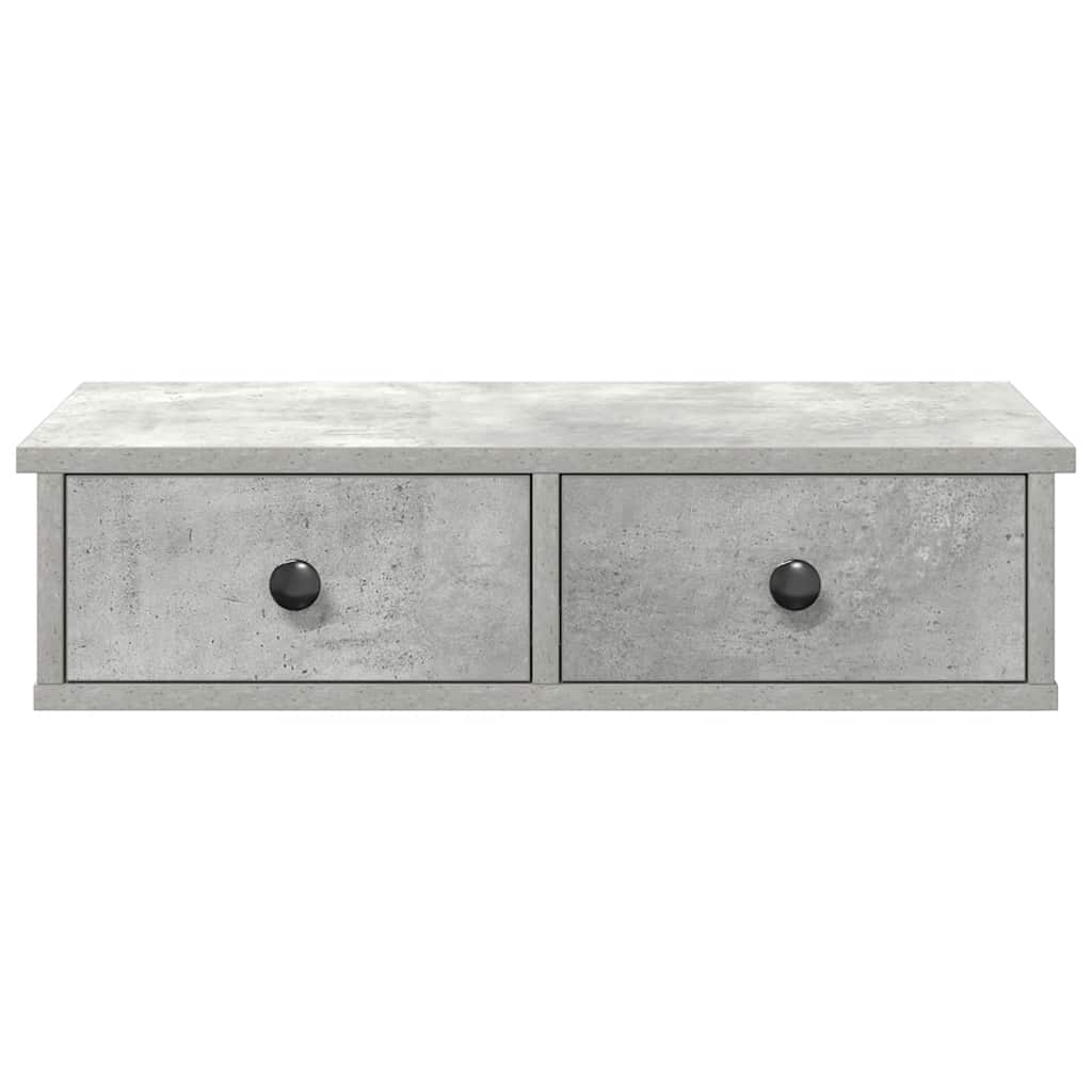 Falipolc fiókokkal betonszürke 60x28x15 cm műszaki fa