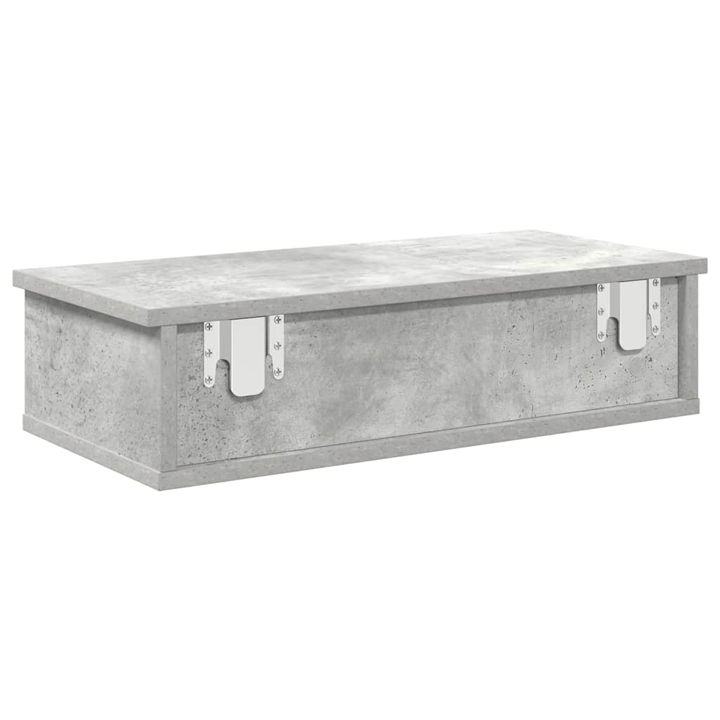 Falipolc fiókokkal betonszürke 60x28x15 cm műszaki fa