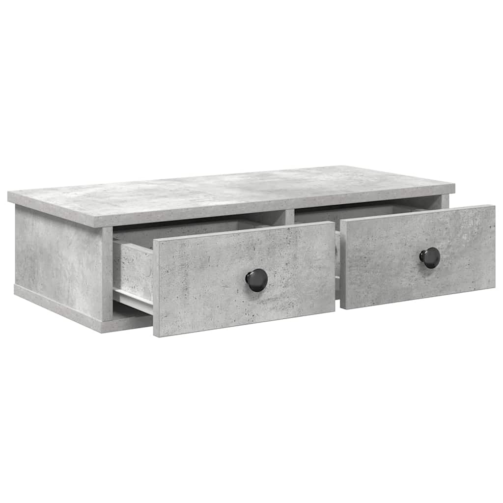 Falipolc fiókokkal betonszürke 60x28x15 cm műszaki fa