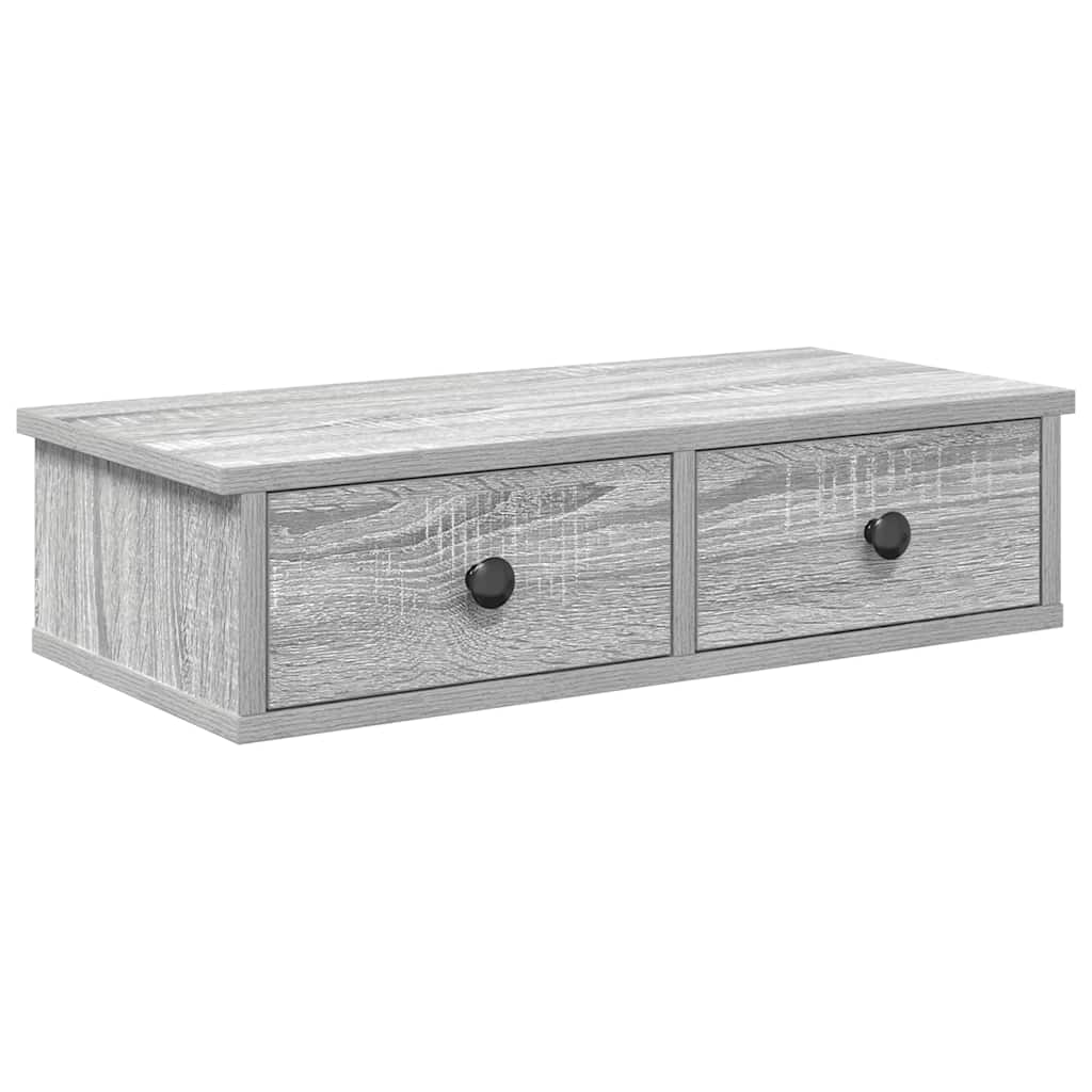 Falipolc fiókokkal szürke sonoma 60x28x15 cm műszaki fa