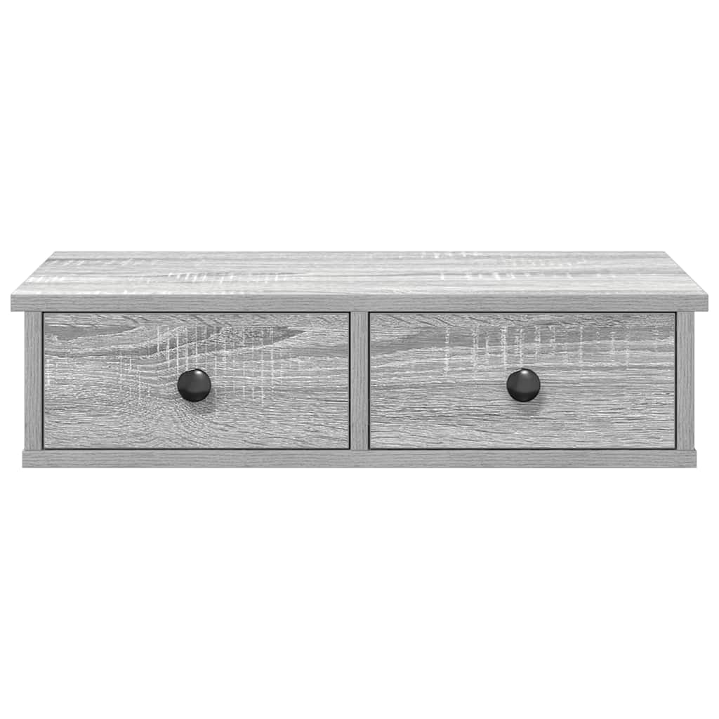Falipolc fiókokkal szürke sonoma 60x28x15 cm műszaki fa