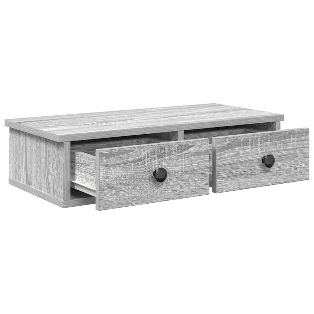 Falipolc fiókokkal szürke sonoma 60x28x15 cm műszaki fa