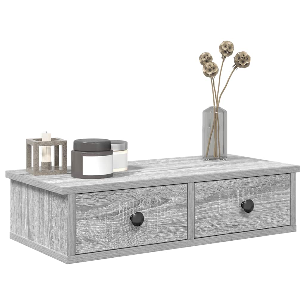 Falipolc fiókokkal szürke sonoma 60x28x15 cm műszaki fa