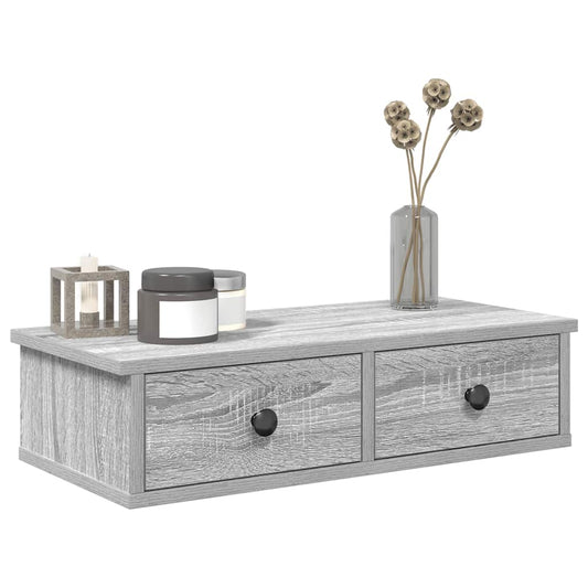 Falipolc fiókokkal szürke sonoma 60x28x15 cm műszaki fa